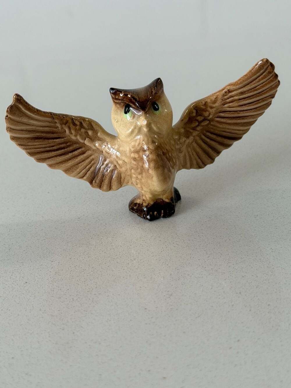 Vintage Hagen Renaker Papa Owl Miniature Figurine with Outstretched Wings